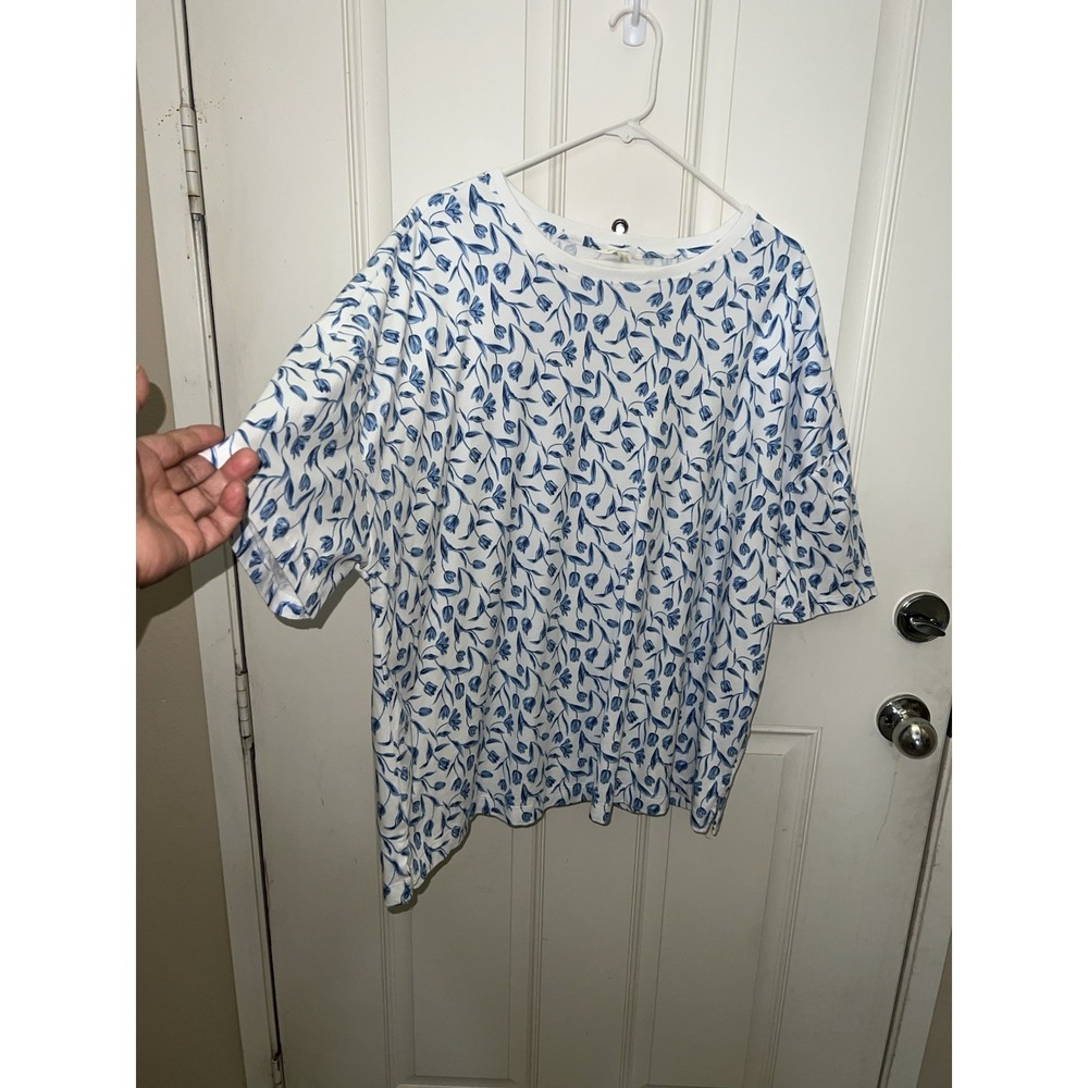 Women's Vera Bradley Casual Basic Blue Floral Top Sz 2X